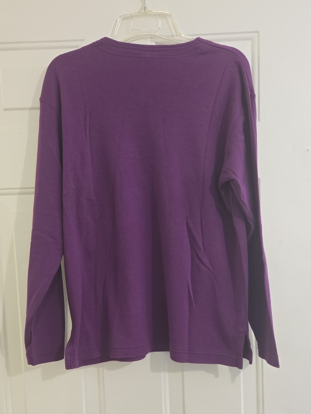 Peruvian Connection 100% Pima Cotton Knit Pullover Sweater Shirt Purple L Women - Picture 4 of 7